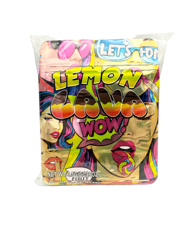 50 Pack 3.5g Lemon Lava Wow Mylar Bags