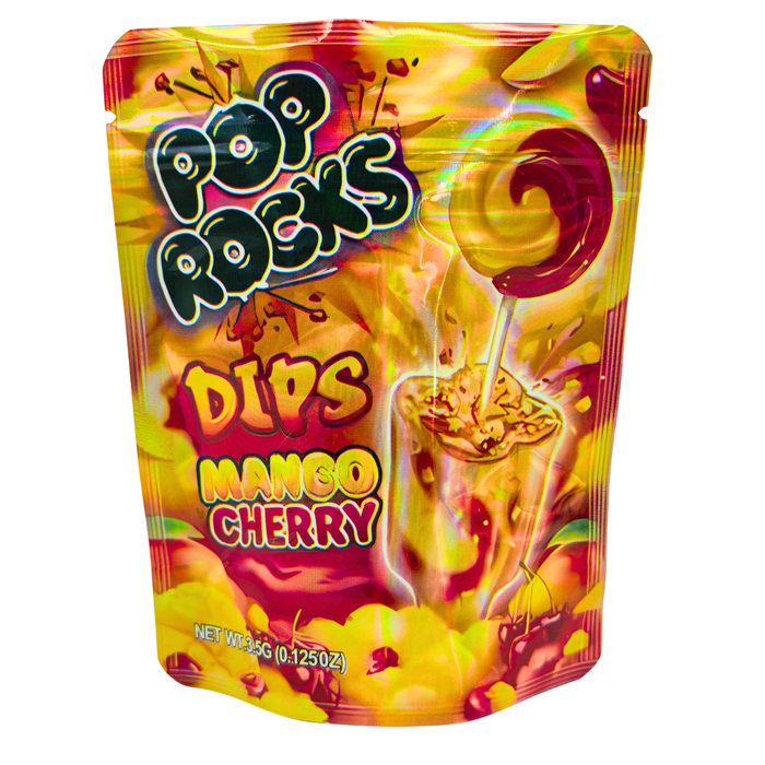3.5 Gram Mylar Bag – Premium Smell-Proof Packaging - Pop Rocks Dips Mango Cherry (50 Count) MB-35G-181