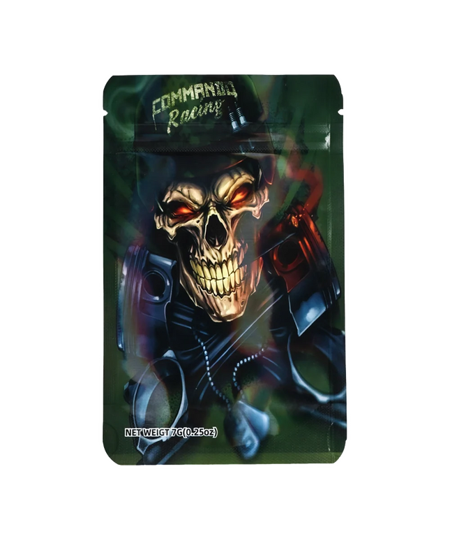 50 Pack 7g Mylar Bags - Racing Skull Graphic Design