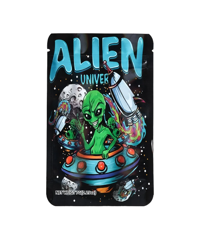 50 Pack 7g Mylar Bags - Alien Universe Design