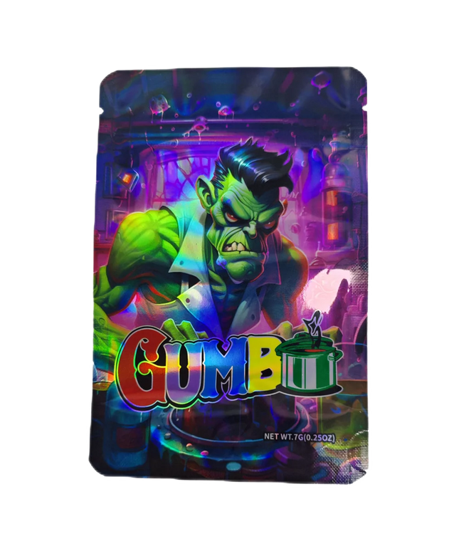 50 Pack 7g Mylar Bags - Green Monster Design