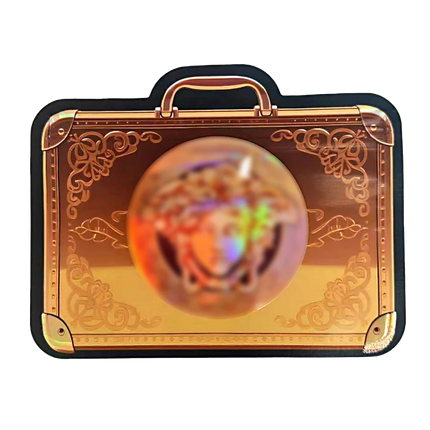 Mylar Bags  Decorative gold box with intricate designs on a white background