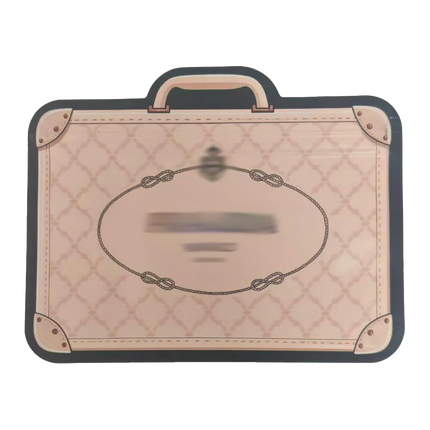 Mylar Bags Quilted suitcase-shaped mat with a handle on a white background