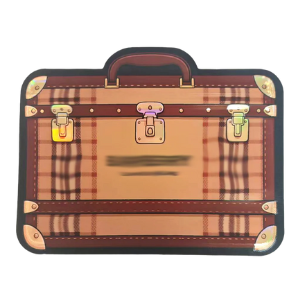 Mylar Bags Plaid suitcase design on a white background