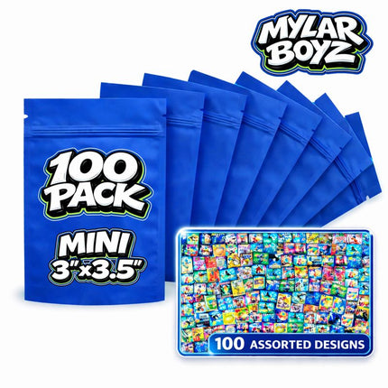 100 Pack 1g Mini (3"x3.5") 1g Mylar Bags Mystery Retail Packaging Pouches - Assorted Designs