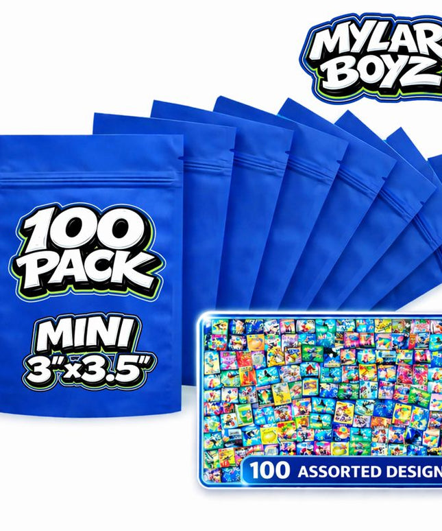 100 Pack - 1g Mylar Bags Mystery Bundle Pack Assorted Designs