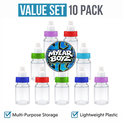 10 Pack 3.5g Baby Bottle Style Plastic Mystery Retail Packaging Pouches - Assorted Designs