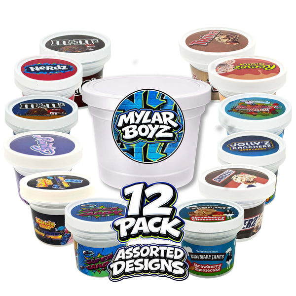 12 Pack 3.5g Popular Ice Cream Pint Style Mystery Retail Packaging Pouches - Assorted Designs