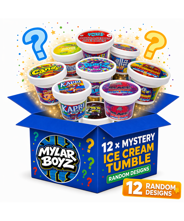 12 Pack 3.5g Premium Ice Cream Pint Style Mystery Retail Packaging Pouches - Assorted Designs