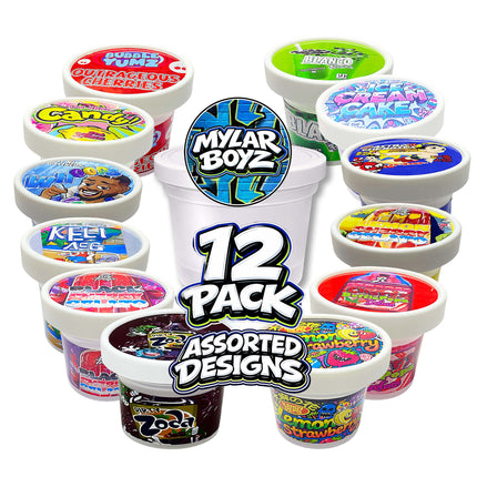 12 Pack 3.5g Premium Ice Cream Pint Style Mystery Retail Packaging Pouches - Assorted Designs