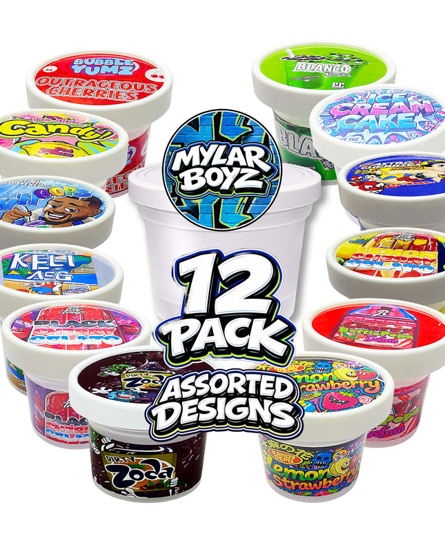 12 Pack 3.5g Premium Ice Cream Pint Style Mystery Retail Packaging Pouches - Assorted Designs