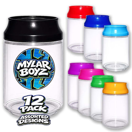 12 Pack 3.5g Soda Can Style Plastic Mystery Retail Packaging Pouches - Assorted Designs