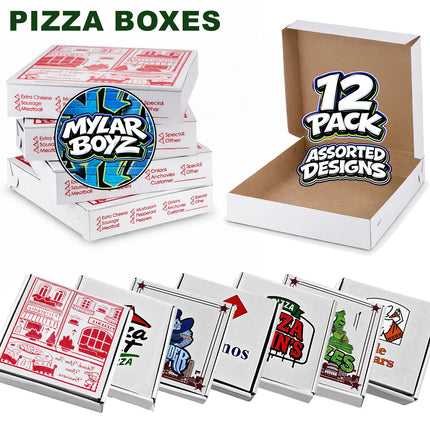 12 Pack Pizza Shaped Bags & Boxes Set Mystery Retail Packaging Pouches - Assorted Designs(Copy)
