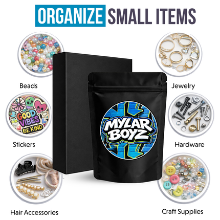 25 Pack 3.5g Mylar Bags and Matching Boxes Mystery Retail Packaging Pouches - Assorted Designs