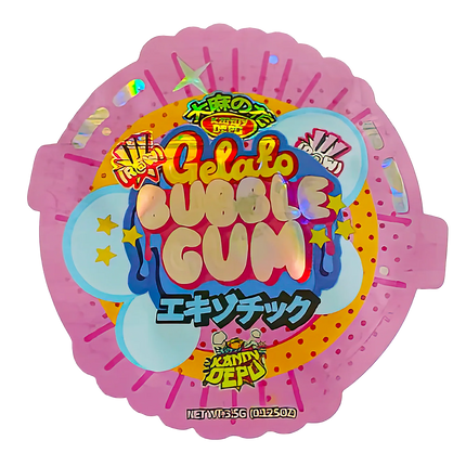 50 Pack 3.5g Shaped Mylar Bags – Gelato Bubble Gum Design
