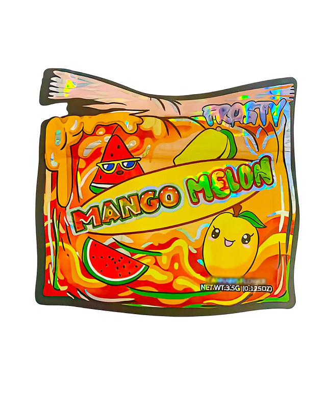3.5g Shaped Mylar Storage Bag - Frosty Mango Melon 2 (50 Count)