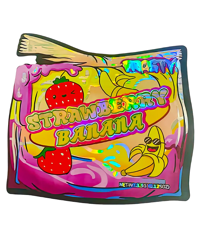 3.5g Shaped Mylar Storage Bag - Strawberry Banana 2 (50 Count)