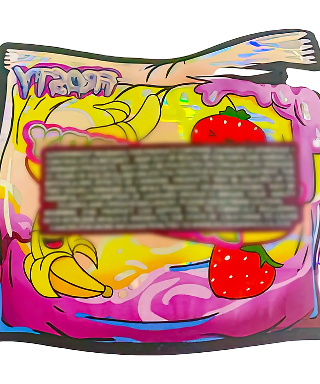 50 Pack 3.5g Shaped Mylar Bags - Strawberry Banana Design