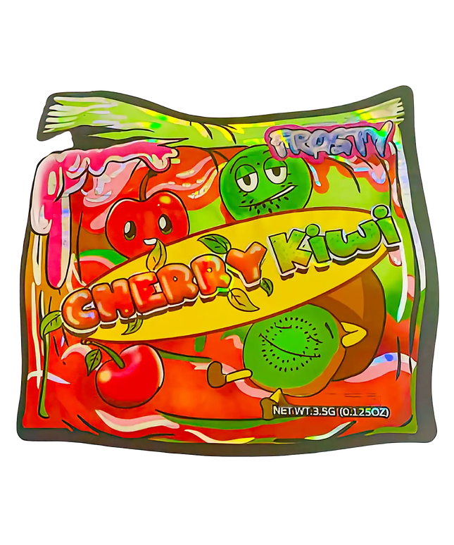 3.5g Shaped Mylar Storage Bag - Frosty Cherry Kiwi (50 Count)