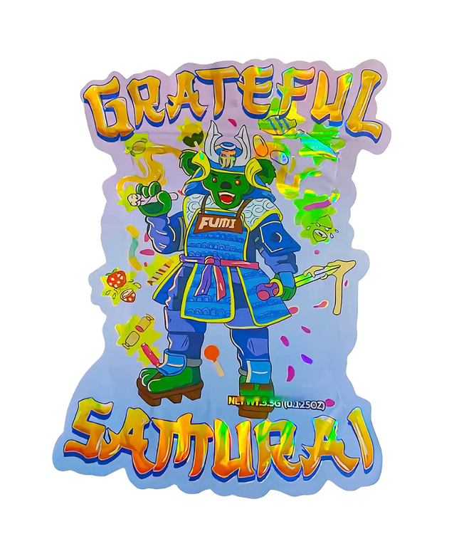 3.5g Shaped Mylar Storage Bag - Grateful Samurai (50 Count)
