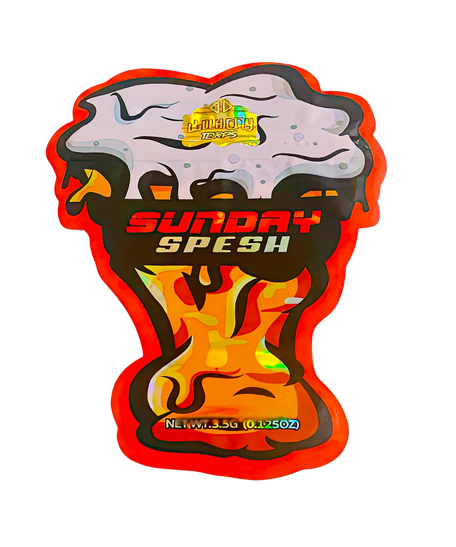 50 Pack 3.5g Shaped Mylar Bags - Sunday Special Design