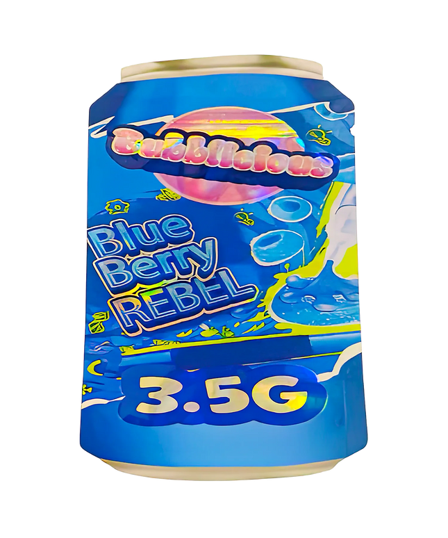 50 Pack 3.5g Shaped Mylar Bags - Blueberry Character Design