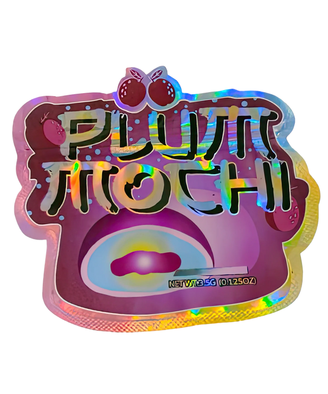 50 Pack 3.5g Shaped Mylar Bags - Plum Moch Design