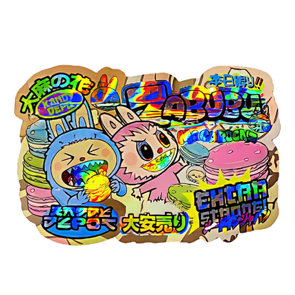 50 Pack 3.5G Shaped Mylar Bags - Bright Graphic Design