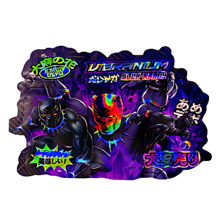 50 Pack 3.5G Shaped Mylar Bags - Black Panther Graphic Design