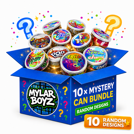 10 Pack 3.5g Pull Top Tin Can Mystery Retail Packaging Pouches  - Random Designs