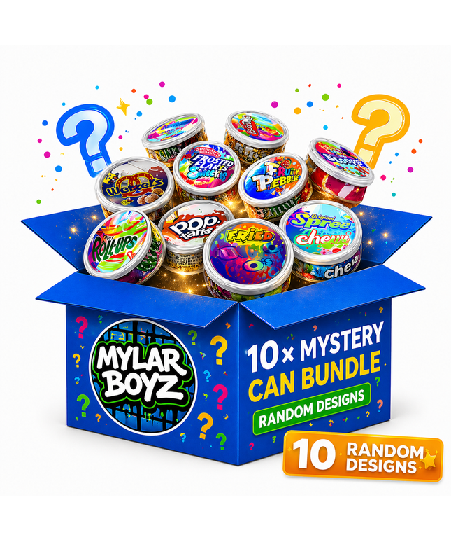 10 Pack 3.5g Pull Top Tin Can Mystery Retail Packaging Pouches  - Random Designs