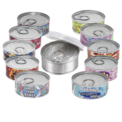 10 Pack 3.5g Pull-Top Tin Can Storage Containers - Exotic Designs
