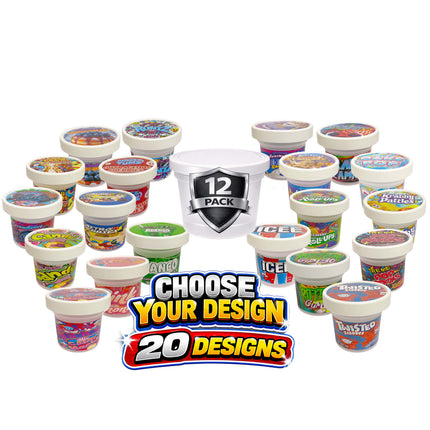 12-Pack Ice Cream Pint Style Containers with Lids & Display Boxes - Wild Berry Design