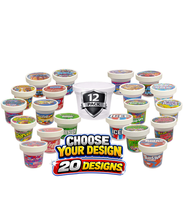 12-Pack Ice Cream Pint Style Containers with Lids & Display Boxes - Wild Berry Design