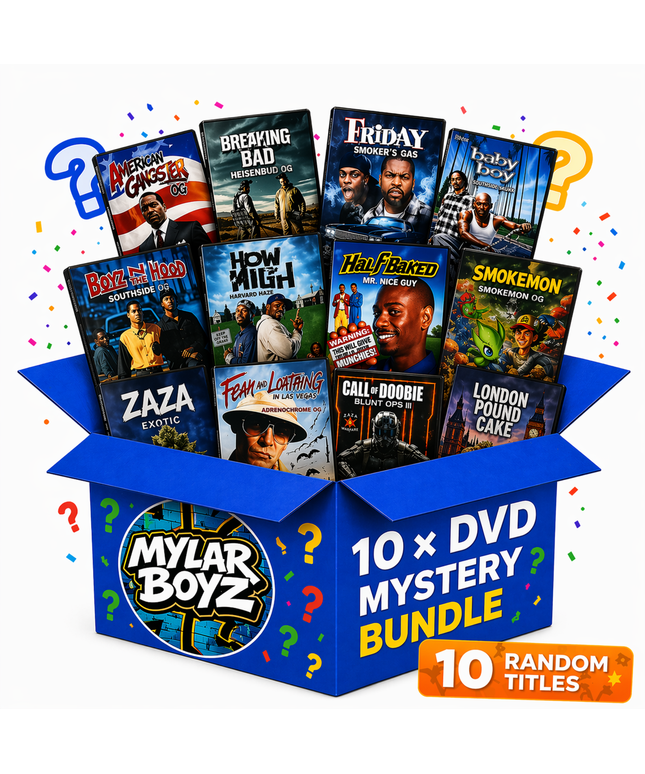 10 Pack 3.5g Mylar Bags with DVD Cases Mystery Retail Packaging Pouches - Assorted Designs