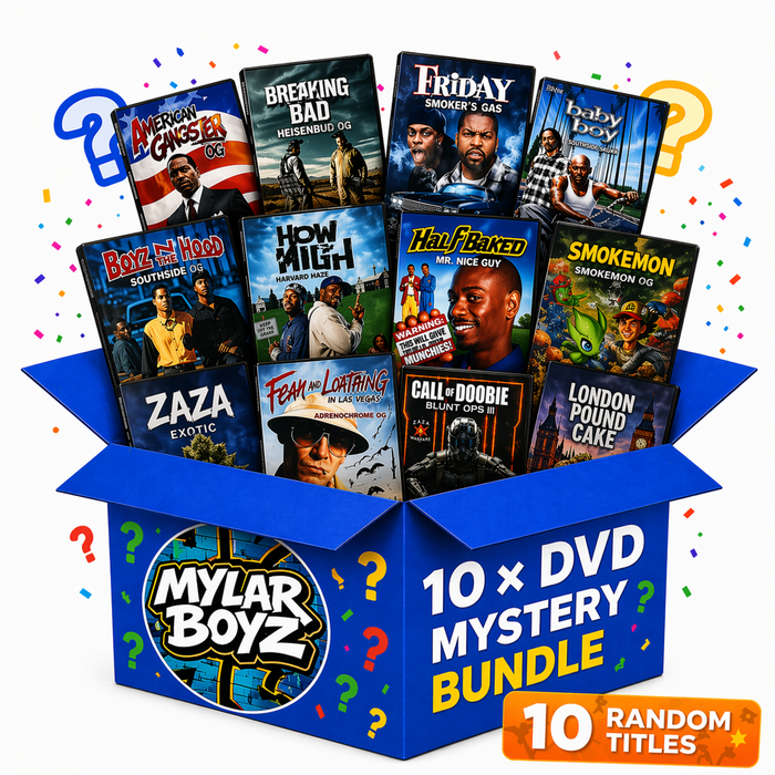 10 Pack 3.5g Mylar Bags with DVD Cases Mystery Retail Packaging Pouches - Assorted Designs