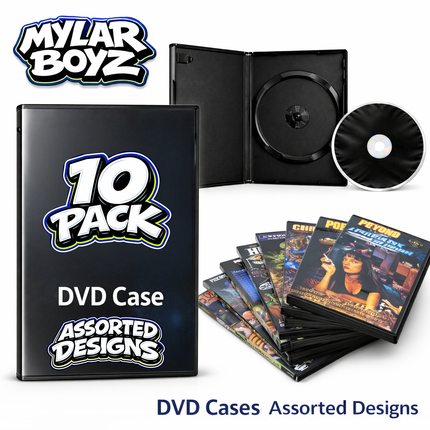 10 Pack 3.5g Mylar Bags with DVD Cases Mystery Retail Packaging Pouches - Assorted Designs