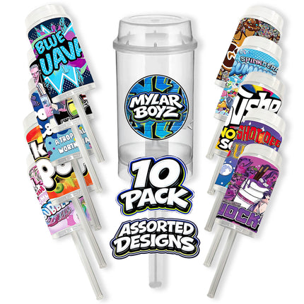 10 Pack 3.5g Push Up Plastic Mystery Retail Packaging Pouches - Assorted Designs