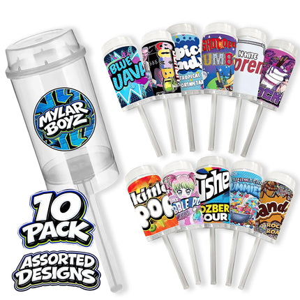 10 Pack 3.5g Push Up Plastic Mystery Retail Packaging Pouches - Assorted Designs