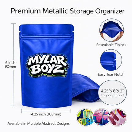 50 Pack 7g Medium (4"x6.25") Mystery Retail Packaging Pouches - Assorted Designs