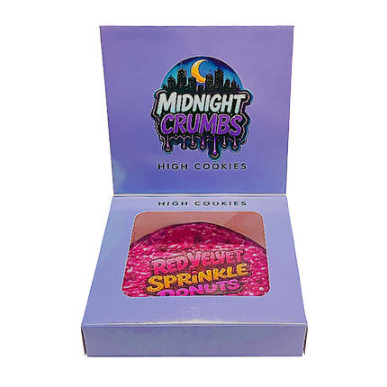 12 Pk Midnight Crumbs Shaped Bag & Window Box Set - Midnight Crumbs Red Velvet Sprinkle Donuts