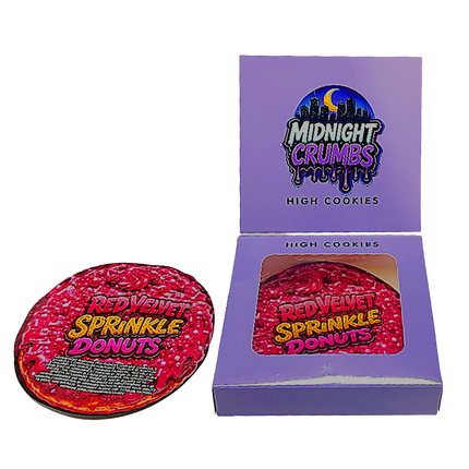 12 Pk Midnight Crumbs Shaped Bag & Window Box Set - Midnight Crumbs Red Velvet Sprinkle Donuts