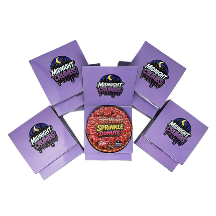 12 Pk Midnight Crumbs Shaped Bag & Window Box Set - Midnight Crumbs Red Velvet Sprinkle Donuts