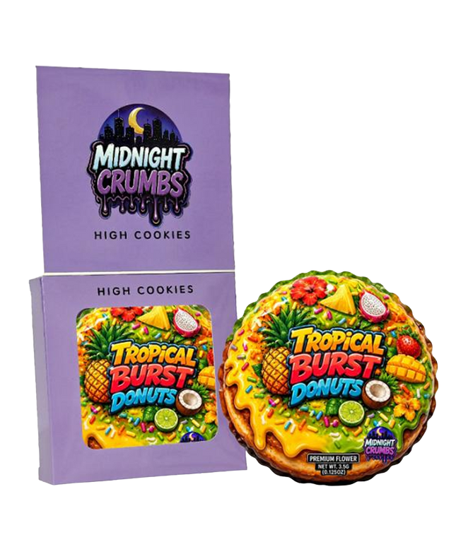 12 Pk Midnight Crumbs Shaped Bag & Window Box Set - Midnight Crumbs Tropical Burst Donuts