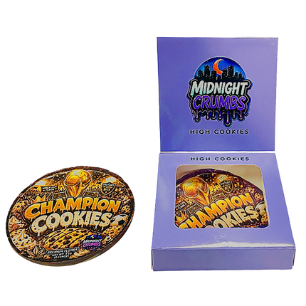 12 Pk Midnight Crumbs Shaped Bag & Window Box Set - Midnight Crumbs Champion Cookies