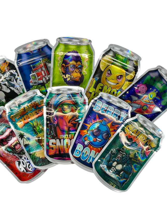 50 Pack 3.5G Mylar Bags Mix Designs - Candy Wrapper