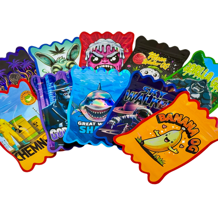 50 Pack 3.5G Mylar Bags Mix Designs – Candy Wrapper