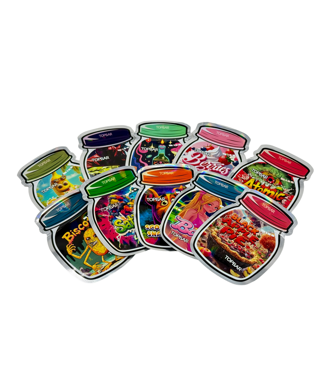 50 Pack 3.5G Mylar Bags Mix Designs - Flower Jar