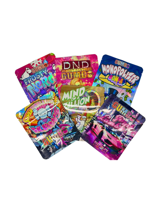50 Pack 3.5G Mylar Bags Mix Designs - Gumbo