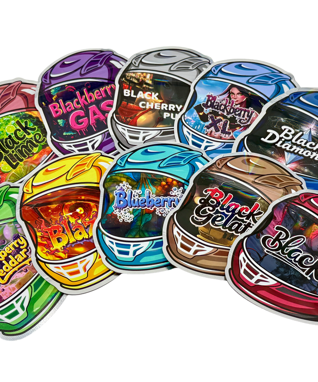 50 Pack 3.5G Mylar Bags Mix Designs - Helmet